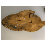 VINTAGE LARGE RUSTIC REDWOOD BURLWOOD WALL CLOCK 29" LONG X 14 1/2" WIDE