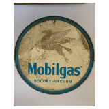 1997 MOBIL GAS ROUND METAL ADVERTISING SIGN 12" ROUND