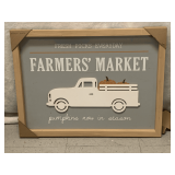 NEW ALLEN + ROTH WOOD FRAMED WALL DECOR "FARMERS MARKET" 18X24