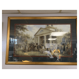 LARGE NICELY FRAMED/DOUBLE MATTED VINTAGE PRINT "SUNDAY MORNING" BY EDWARD LAMSON HENRY 40X30