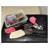 CRATE FULL OF LADIES WALLETS, CLUTCHES, MAKEUP BAGS (CRATE NOT INCLUDED)