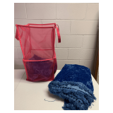 2 VINTAGE VELVET TWIN BEDSPREADS IN POP UP BASKET