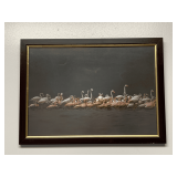 FRAMED PHOTO OF WHITE/PINK FLAMINGOS 18X13