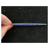ANTIQUE STERLING SILVER ART DECO BAR PIN W/ BLUE GLASS STONES 3" LONG