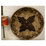 HEAVY BROWN/TAN ROUND DECORATIVE PLATE 15 1/2" ROUND