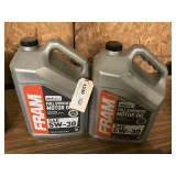 2 1.25 GALLON JUGS OF FRAM SAE 5W-30 FULL SYNTHETIC MOTOR OIL