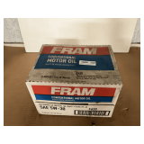 1 CASE CONTAINING 12 QUART SIZE BOTTLES OF FRAM SAE 5W-30 CONVENTIONAL MOTOR OIL