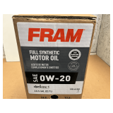 6 GALLONS OF FRAM SAE 0W-20 FULL SYNTHETIC MOTOR OIL