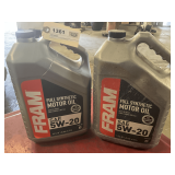 2 1.25 GALLON JUGS OF FRAM SAE 5W-20 FULL SYNTHETIC MOTOR OIL