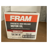 1 CASE/3 1.25 GALLON JUGS OF FRAM SAE5W-30 SYNTHETIC HIGH MILEAGE MOTOR OIL