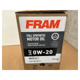 6 GALLONS OF FRAM SAE 0W-20 FULL SYNTHETIC MOTOR OIL