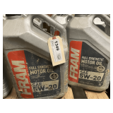 2 1.25 GALLON JUGS OF FRAM SAE 5W-20 FULL SYNTHETIC MOTOR OIL