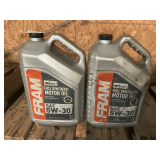 2 1.25 GALLON JUGS OF FRAM SAE 5W-30 FULL SYNTHETIC MOTOR OIL