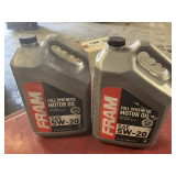 2 1.25 GALLON JUGS OF FRAM SAE 5W-20 FULL SYNTHETIC MOTOR OIL