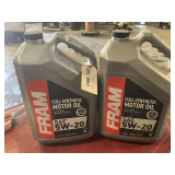 2 1.25 GALLON JUGS OF FRAM SAE 5W-20 FULL SYNTHETIC MOTOR OIL