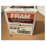 6 QUARTS OF FRAM 0W-20 SYNTHETIC HIGH MILEAGE MOTOR OIL