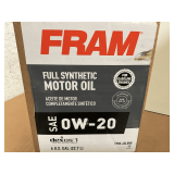 6 GALLONS OF FRAM SAE 0W-20 FULL SYNTHETIC MOTOR OIL