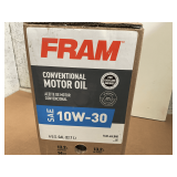 6 GALLONS OF FRAM SAE 10W-30 CONVENTIONAL MOTOR OIL
