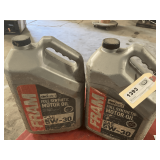 2 1.25 GALLON JUGS OF FRAM SAE 5W-30 FULL SYNTHETIC MOTOR OIL