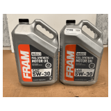 2 1.25 GALLON JUGS OF FRAM SAE 5W-30 FULL SYNTHETIC MOTOR OIL
