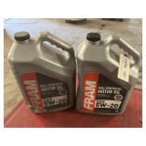 2 1.25 GALLON JUGS OF FRAM SAE 5W-20 FULL SYNTHETIC MOTOR OIL