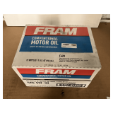 1 CASE CONTAINING 12 QUART SIZE BOTTLES OF FRAM SAE 5W-30 CONVENTIONAL MOTOR OIL
