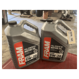 2 1.25 GALLON JUGS OF FRAM SAE 5W-20 FULL SYNTHETIC MOTOR OIL