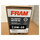 6 GALLONS OF FRAM SAE 0W-20 FULL SYNTHETIC MOTOR OIL