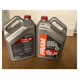 2 1.25 GALLON/5 QUART JUGS OF FRAM SAE 5W-30 SYNTHETIC HIGH MILEAGE MOTOR OIL