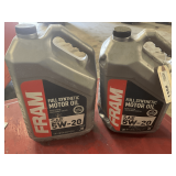 2 1.25 GALLON JUGS OF FRAM SAE 5W-20 FULL SYNTHETIC MOTOR OIL