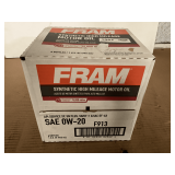 1 CASE/6 QUARTS OF FRAM SAE 0W-20 SYNTHETIC HIGH MILEAGE MOTOR OIL