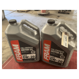 2 1.25 GALLON JUGS OF FRAM SAE 5W-20 FULL SYNTHETIC MOTOR OIL