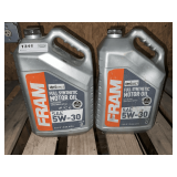 2 1.25 GALLON JUGS OF FRAM SAE 5W-30 FULL SYNTHETIC MOTOR OIL