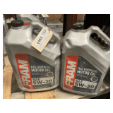 2 1.25 GALLON JUGS OF FRAM SAE 5W-20 FULL SYNTHETIC MOTOR OIL