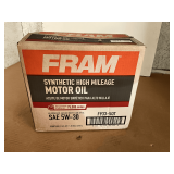 1 CASE/3 1.25 GALLON JUGS OF FRAM SAE5W-30 SYNTHETIC HIGH MILEAGE MOTOR OIL
