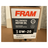 6 GALLONS OF FRAM SAE 0W-20 FULL SYNTHETIC MOTOR OIL
