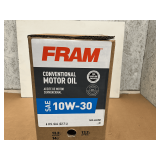 6 GALLONS OF FRAM SAE 10W-30 CONVENTIONAL MOTOR OIL