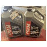 2 1.25 GALLON JUGS OF FRAM SAE 5W-20 FULL SYNTHETIC MOTOR OIL