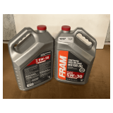 2 1.25 GALLON/5 QUART JUGS OF FRAM SAE 5W-30 SYNTHETIC HIGH MILEAGE MOTOR OIL