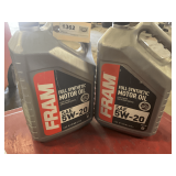 2 1.25 GALLON JUGS OF FRAM SAE 5W-20 FULL SYNTHETIC MOTOR OIL