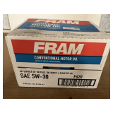 1 CASE CONTAINING 12 QUART SIZE BOTTLES OF FRAM SAE 5W-30 CONVENTIONAL MOTOR OIL