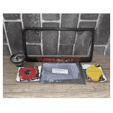 MOPAR SRT RADIATOR CAP COVER, WINDSHIELD WIPER TANK LID, THERMOSTAT, RAM INTERIOR LED LIGHT KIT, AND CARBON FIBER LOOK HELLCAT LICENSE PLATE FRAME