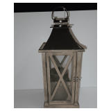 Decorative Wood and Metal Lantern with Candle
