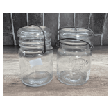 PAIR OF VINTAGE BAIL LID MASON JARS