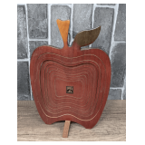 VINTAGE APPLE MOTIF COLLAPSIBLE BASKET WITH ROTATING FOOT