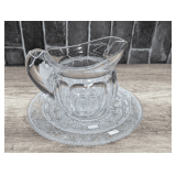 FORMAL GLASS DECORATIVE PLATES AND HEISEY GLASS PITCHER