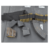 ASSORTED AMMUNITION, CLIPS AND RUBBER PISTOL GRIPS 30/06 - 7.62 HOLLOW POINTS - SEE PHOTOS