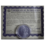 1884-O MORGAN SILVER DOLLAR COIN UNCIRCULATED - COA INCLUDED