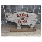 VINTAGE HANDMADE PIG THEMED BACON AND EGGS FIGURE