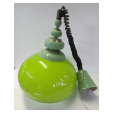 Vintage Retro Green Glass Hanging Light Fixture